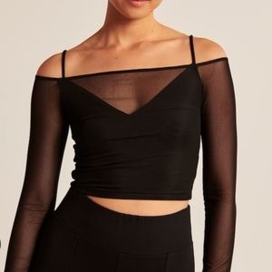 New Abercrombie Strappy Mesh Top Black